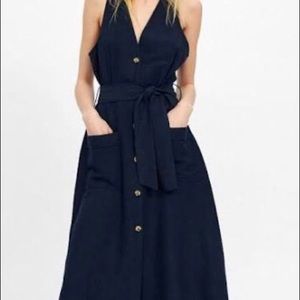 Zara Navy linen long sundress
